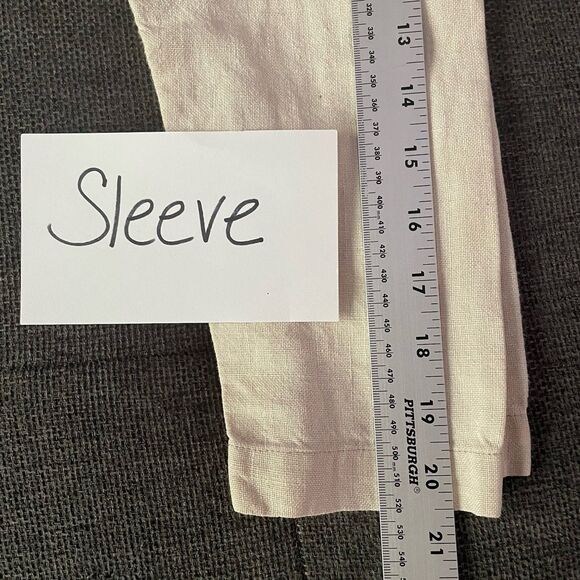 LL Bean 100% Linen Tunic Natural Oatmeal Casual Shirt Women's Petite Small - Picture 9 of 10